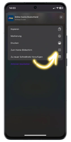 Winbay Casino App Android – Zum Startbildschirm hinzufügen